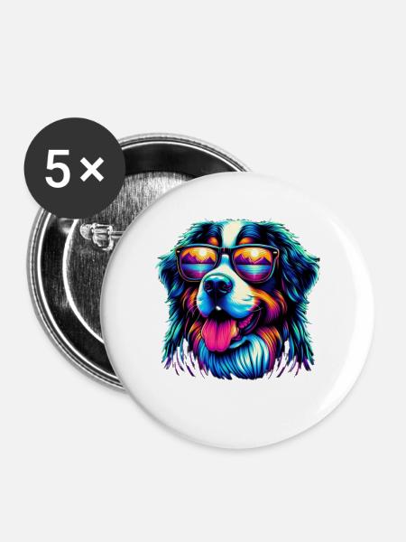 Berner Sennenhund - Buttons mittel 32 mm (5er Pack) - Weiß