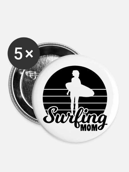 Surfer Mama - Buttons mittel 32 mm (5er Pack) - Weiß
