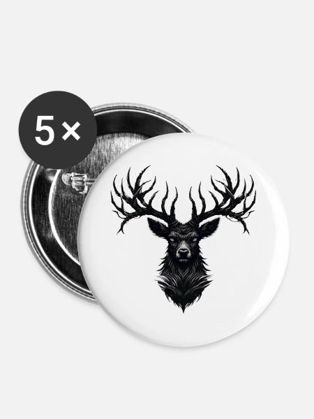 Horns of Darkness - Buttons mittel 32 mm (5er Pack) - Weiß