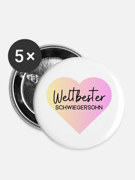 Weltbester Schwiegersohn! Personalisierbar - Buttons mittel 32 mm (5er Pack) - Weiß