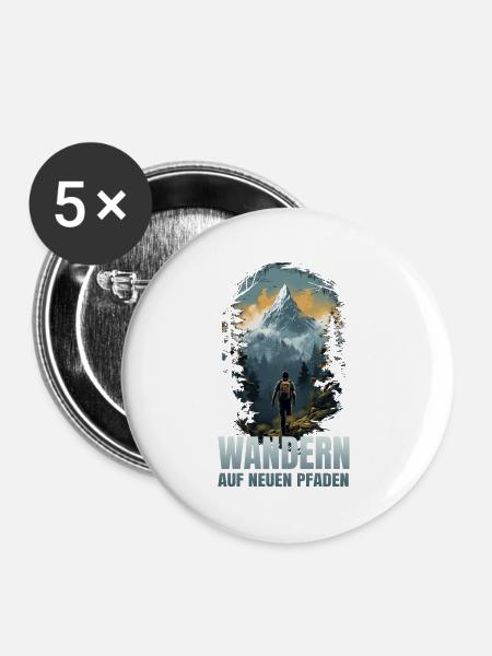 Wandern auf neuen Pfaden - Buttons mittel 32 mm (5er Pack) - Weiß