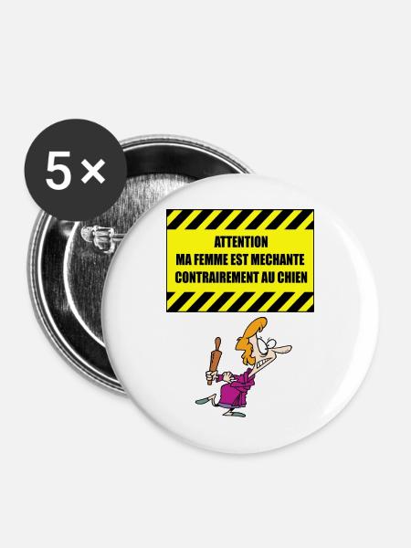 Gemeine Frau - Buttons mittel 32 mm (5er Pack) - Weiß