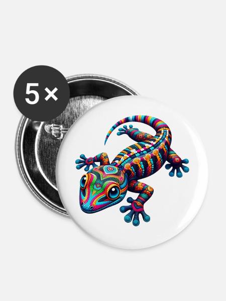 Gecko - Buttons mittel 32 mm (5er Pack) - Weiß