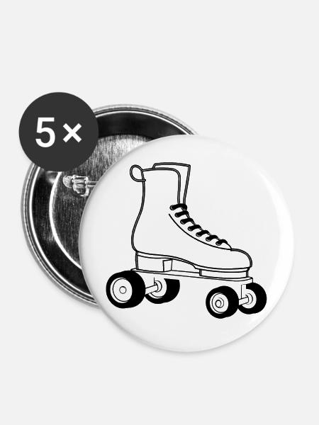 Rollerskates Line Art - Buttons mittel 32 mm (5er Pack) - Weiß