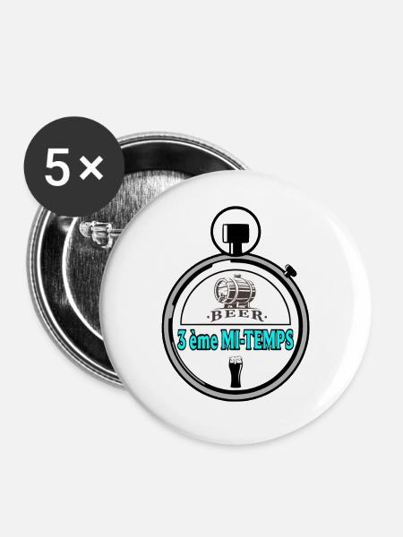 3. Halbzeit - Buttons mittel 32 mm (5er Pack) - Weiß