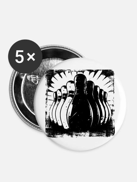 Bowling Center - Buttons mittel 32 mm (5er Pack) - Weiß