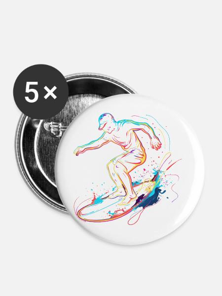 Surfing Boy Retrowave - Buttons mittel 32 mm (5er Pack) - Weiß
