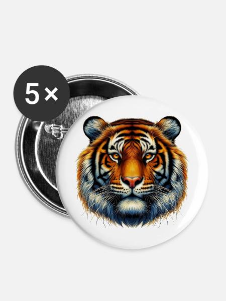 Tiger - Buttons mittel 32 mm (5er Pack) - Weiß