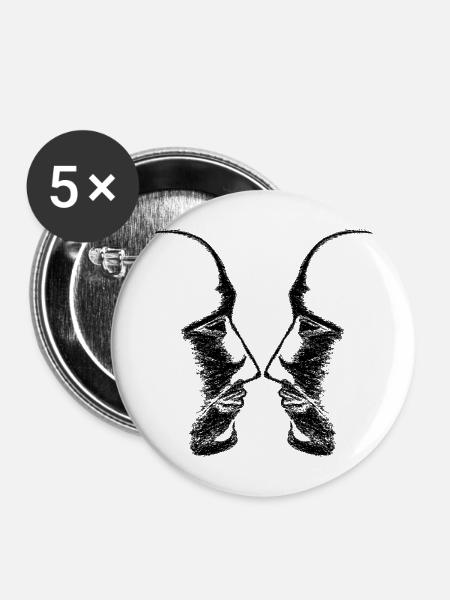Köpfe - Buttons mittel 32 mm (5er Pack) - Weiß