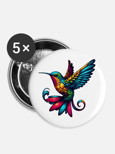 Kolibri - Buttons mittel 32 mm (5er Pack) - Weiß