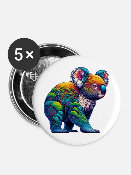 Koala - Buttons mittel 32 mm (5er Pack) - Weiß