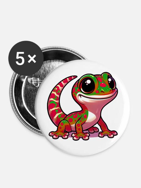 Gecko - Buttons mittel 32 mm (5er Pack) - Weiß