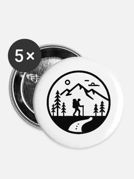 Wandern - Buttons mittel 32 mm (5er Pack) - Weiß