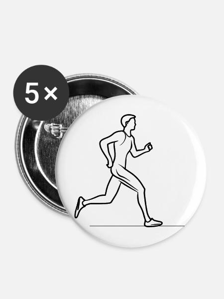 Jogger Junge Strichzeichnung - Buttons mittel 32 mm (5er Pack) - Weiß