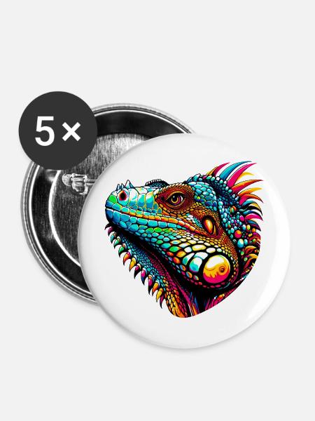 Leguan - Buttons mittel 32 mm (5er Pack) - Weiß