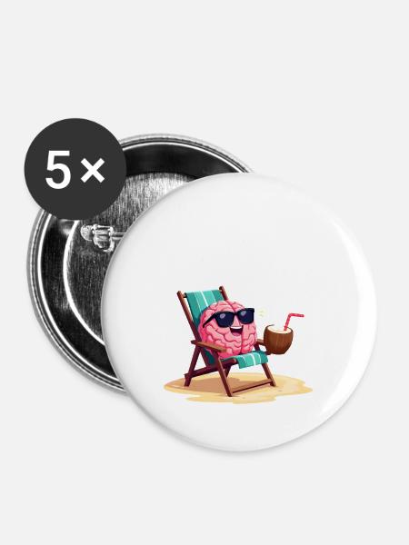 Mentally Checked Out - Buttons mittel 32 mm (5er Pack) - Weiß