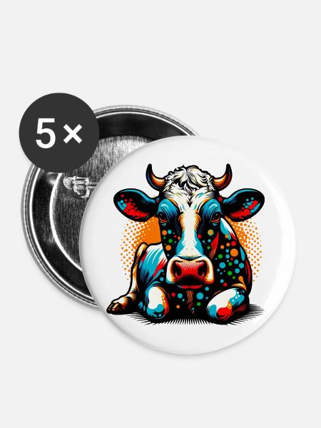 Kuh - Buttons mittel 32 mm (5er Pack) - Weiß