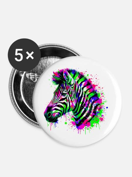 Zebra - Buttons mittel 32 mm (5er Pack) - Weiß