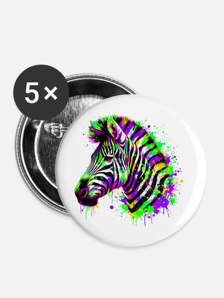 Zebra - Buttons mittel 32 mm (5er Pack) - Weiß