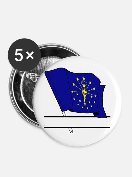 Flagge Indiana Textbanner - Buttons mittel 32 mm (5er Pack) - Weiß