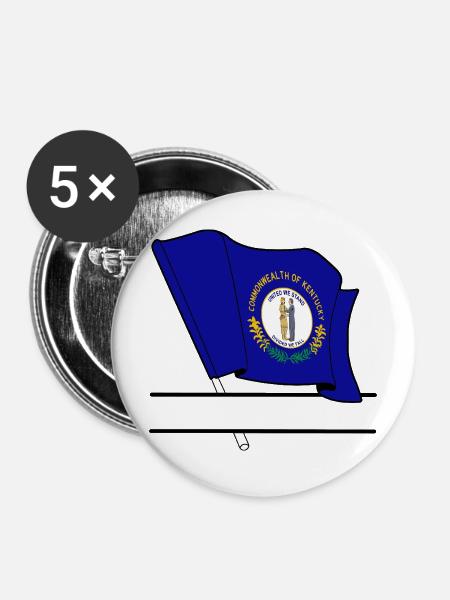 Kentucky Flagge Text Banner - Buttons mittel 32 mm (5er Pack) - Weiß