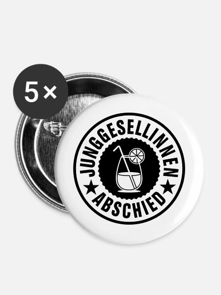 Junggesellinnen Abschied Cocktail - Buttons mittel 32 mm (5er Pack) - Weiß