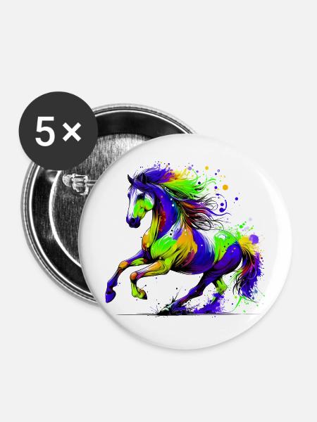 Pferd - Buttons mittel 32 mm (5er Pack) - Weiß