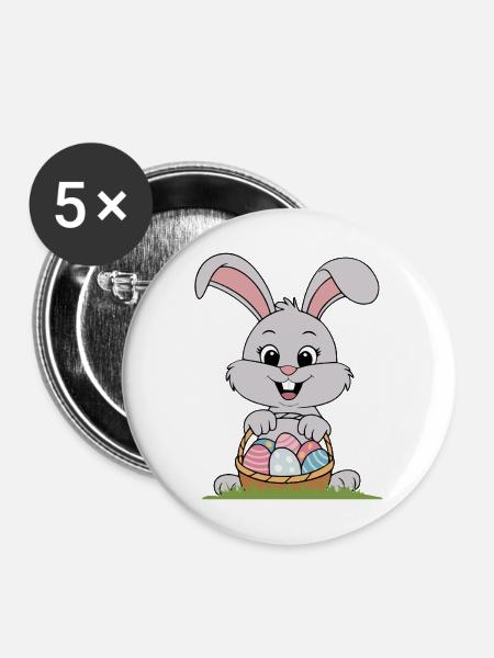 Osterhase - Buttons mittel 32 mm (5er Pack) - Weiß