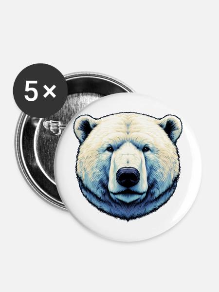 Weißer Eisbär - Buttons mittel 32 mm (5er Pack) - Weiß