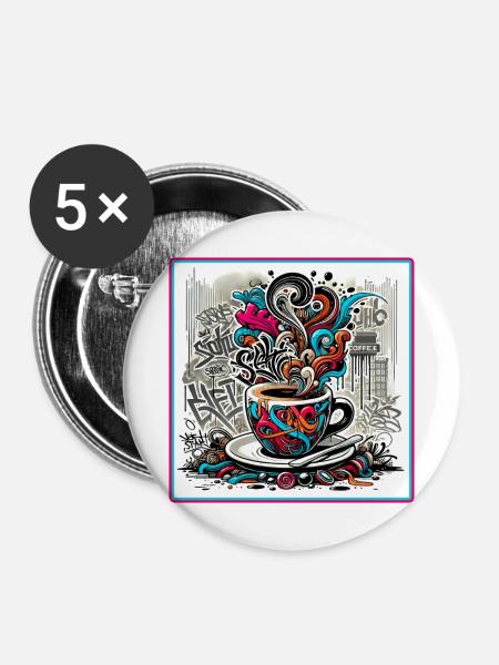 Espresso Graffiti - Buttons mittel 32 mm (5er Pack) - Weiß