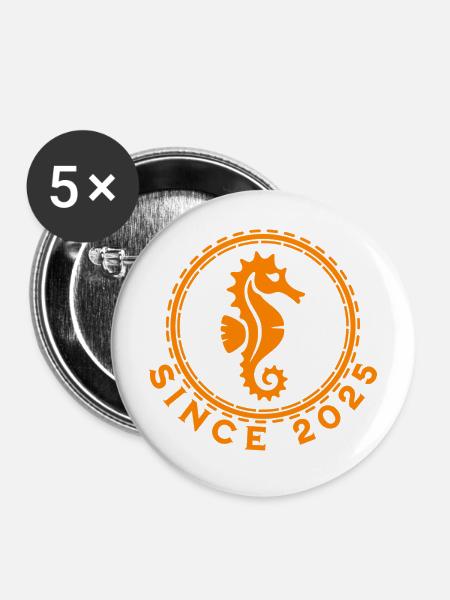 Seepferdchen Ozean Design - Buttons mittel 32 mm (5er Pack) - Weiß