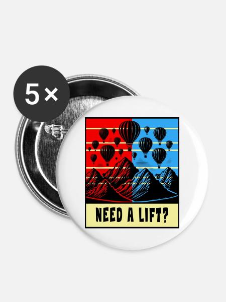 Heißluftballon Design - Buttons mittel 32 mm (5er Pack) - Weiß