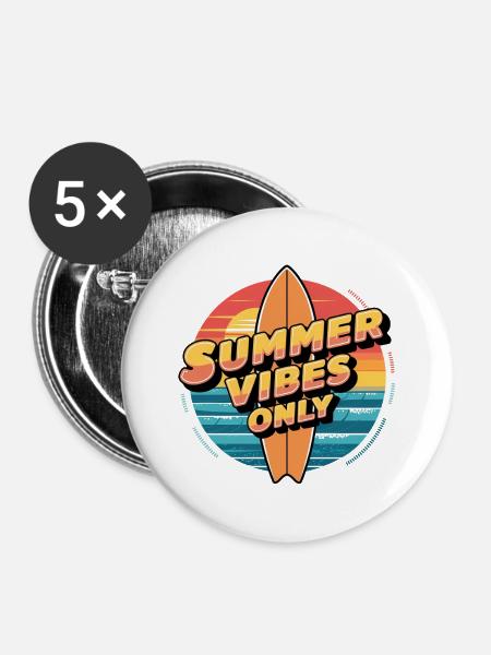 Nur Sommer-Vibes - Buttons mittel 32 mm (5er Pack) - Weiß