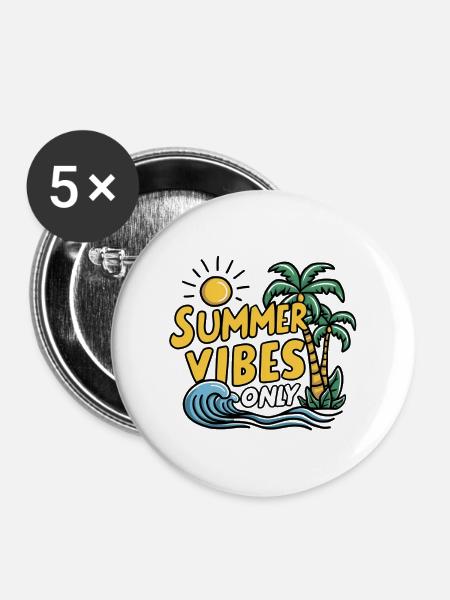 Nur Sommer-Vibes - Buttons mittel 32 mm (5er Pack) - Weiß