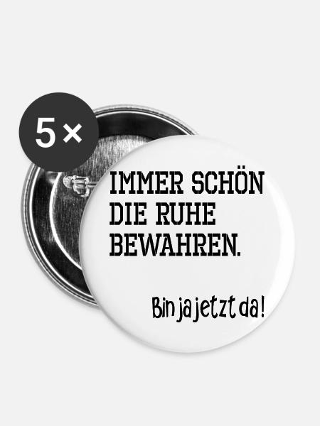 IRONIE RUHE BEWAHREN - Buttons mittel 32 mm (5er Pack) - Weiß