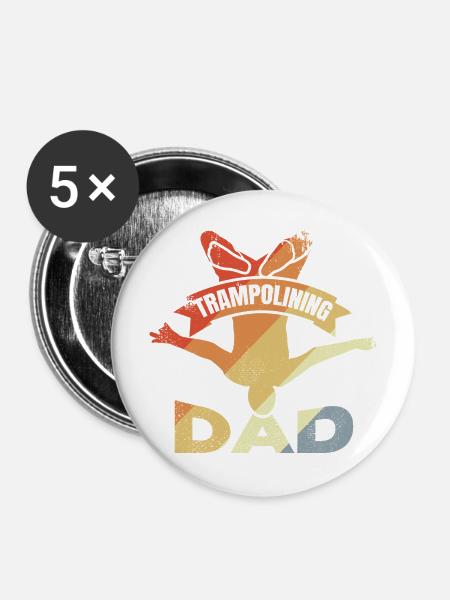 Lustiger Trampolin Vater - Buttons mittel 32 mm (5er Pack) - Weiß