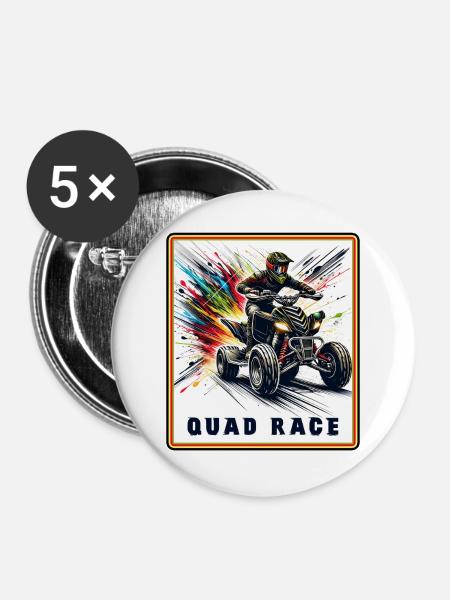 Quad Race – Speed Explosion - Buttons mittel 32 mm (5er Pack) - Weiß