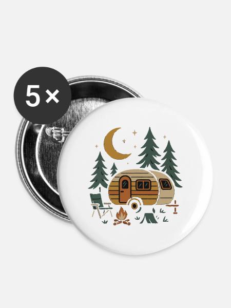 Nächtliches Camping-Szenen-Design - Buttons mittel 32 mm (5er Pack) - Weiß