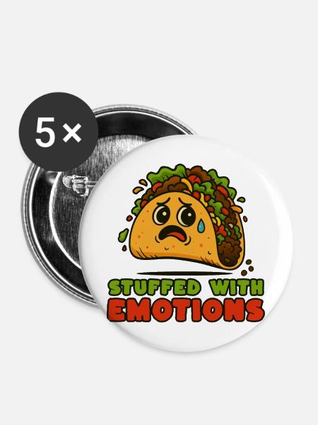 Tacos voller Emotionen - Buttons mittel 32 mm (5er Pack) - Weiß