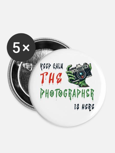 Zombie Photographer Alert - Buttons mittel 32 mm (5er Pack) - Weiß