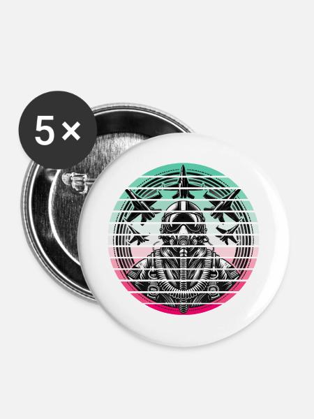 Jet Pilot – Air Force - Buttons mittel 32 mm (5er Pack) - Weiß