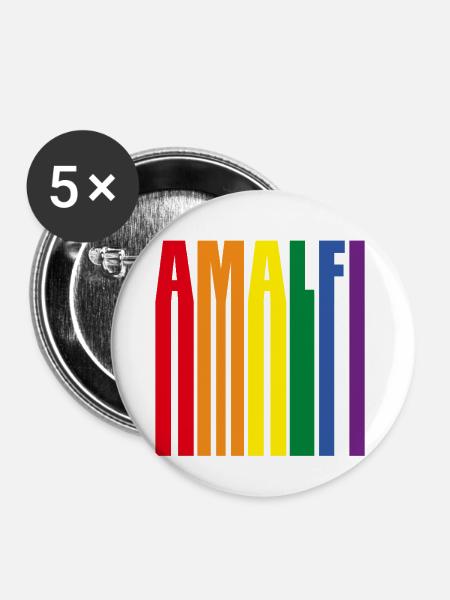 Amalfi Regenbogen Pride Geschenk - Buttons mittel 32 mm (5er Pack) - Weiß