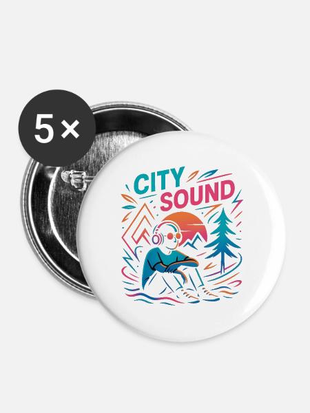 CITY SOUND - Buttons mittel 32 mm (5er Pack) - Weiß