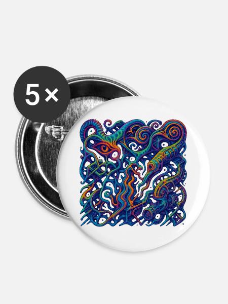 Halluzinationsgitter - Buttons mittel 32 mm (5er Pack) - Weiß