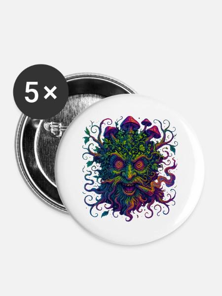 Waldgeist - Buttons mittel 32 mm (5er Pack) - Weiß