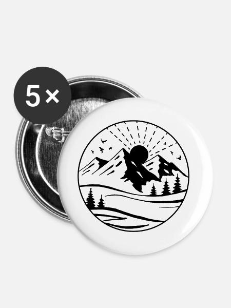 Gebirge - Buttons mittel 32 mm (5er Pack) - Weiß