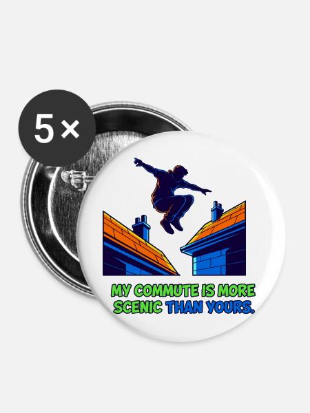 My Scenic Commute - Buttons mittel 32 mm (5er Pack) - Weiß