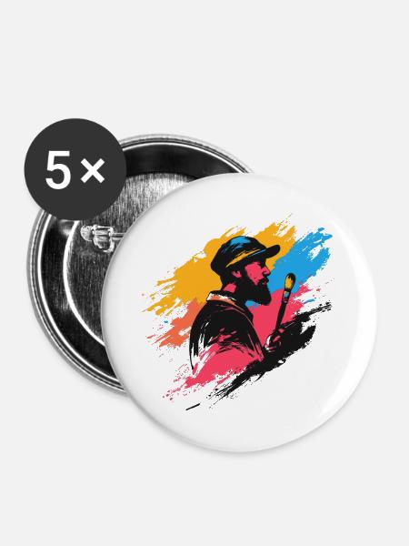 Künstlerischer Maler mit Farbklecks-Design - Buttons mittel 32 mm (5er Pack) - Weiß