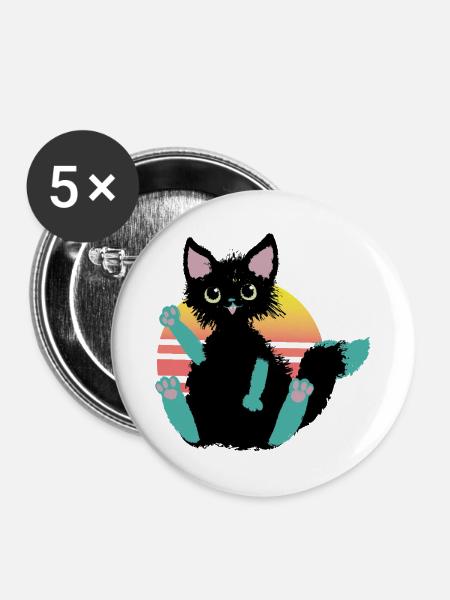 kritzelkatze Klecks, sagt Hi - Buttons mittel 32 mm (5er Pack) - Weiß