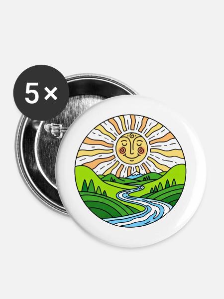 Sonnenschein - Buttons mittel 32 mm (5er Pack) - Weiß